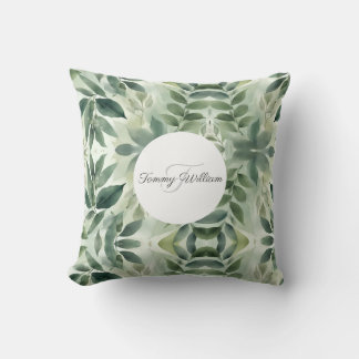 Coussin Flore verte Sage Élégante