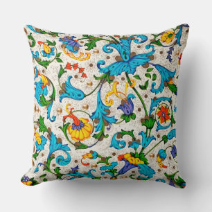 COUSSIN FLORENTINE RENAISSANCE BLEU FLORAL SWIRLS, FLEURS