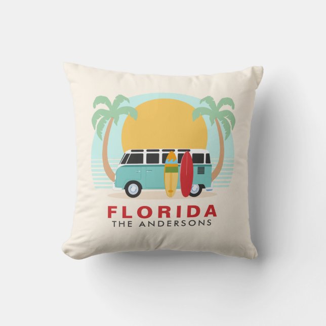 Coussin Florida Surfboard Van Nom de famille Jeu d'oreille (Recto)