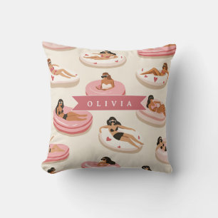 Coussin Flotteur de piscine rose personnalisé esthétique d