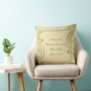 Coussin Flourish Or 50e Anniversaire de Mariage