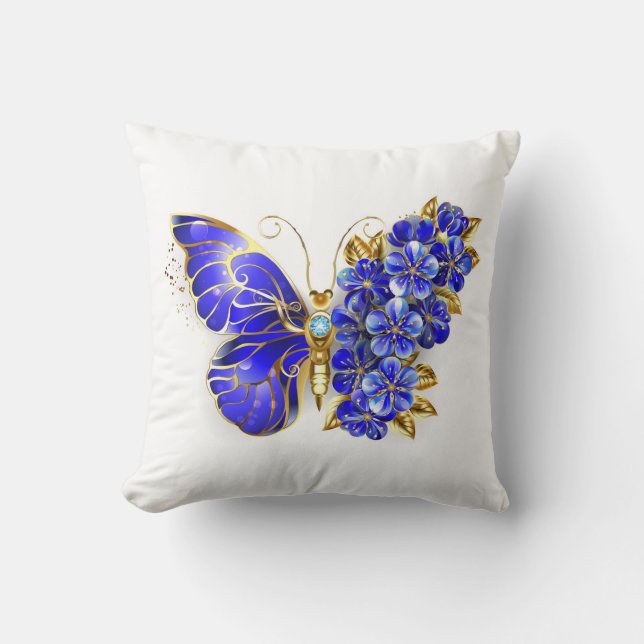 Coussin Flower Sapphire Butterfly (Recto)