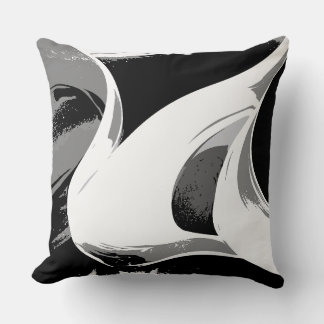 Coussin Flowing Curves in Black, White, and Gray