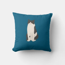 Coussin Fluffy Chat Turquoise