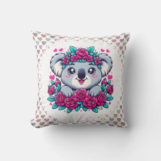 Coussin Fluffy Koala with Flower Crown