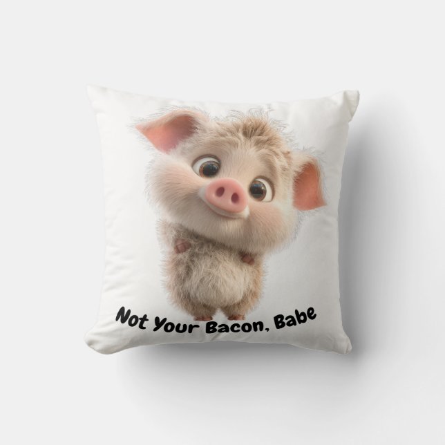 Coussin Fluffy Piglet with Big Eyes - Be Kind Go Vegan (Recto)