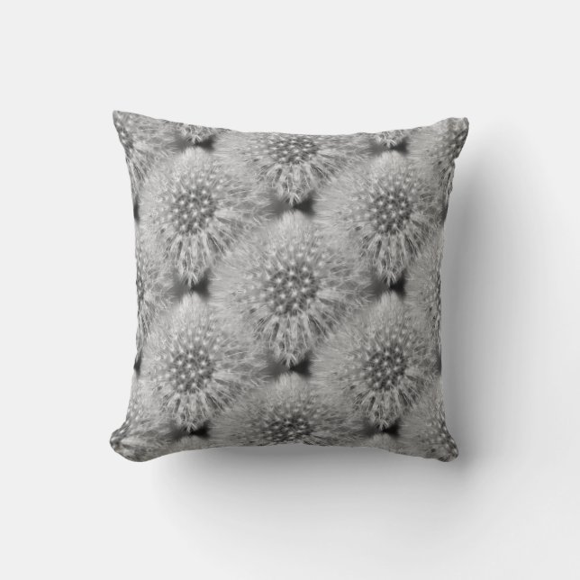 Coussin Fluffy White Dandelions Motif de la nature (Recto)