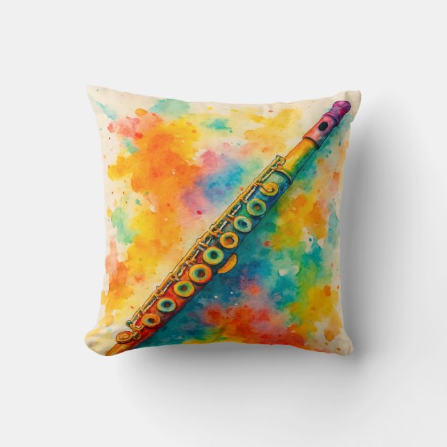 Coussin Flûte d'aquarelle vive (Recto)