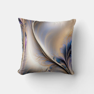 Coussin Flux Doré - Art Fluide Abstrait Bleu et Or