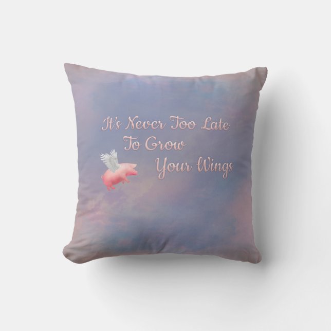 Coussin Flying Pig Grow Your Wings (Recto)