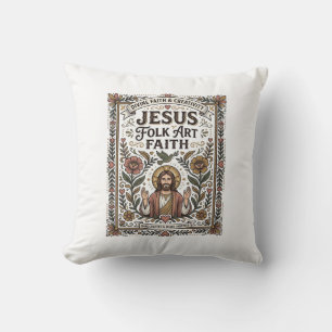 Coussin Foi en Jésus Art Populaire Foi Chrétienne Jésus Ar