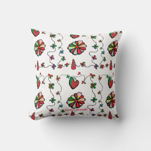Coussin Folk Retro pittoresque et l'art heureux