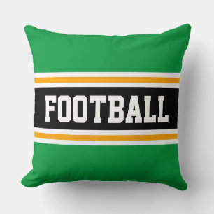 Coussin FOOTBALL Bandes de course vert brillant noir gras