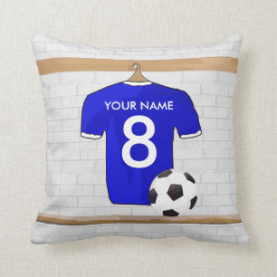 Coussin Football Club de football blanc bleu personnalisé 