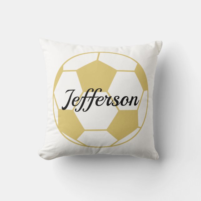 Coussin Football de football en or et blanc personnalisé (Recto)
