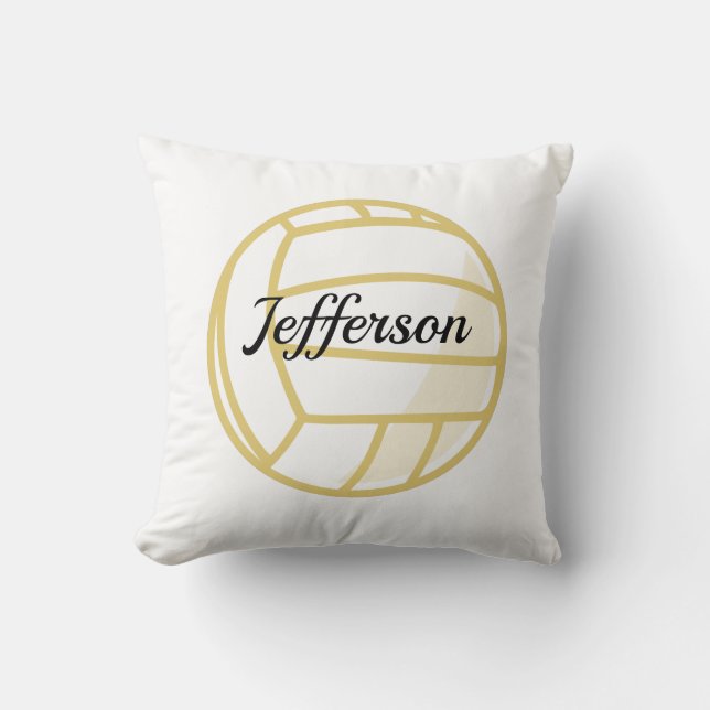 Coussin Football de volley-ball en or et blanc personnalis (Recto)