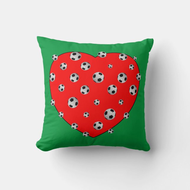Coussin Football Et Coeur Rouge (Recto)