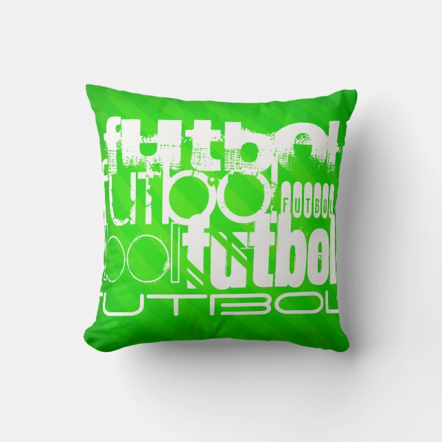Coussin Football ; Grandes vertes néon (Recto)