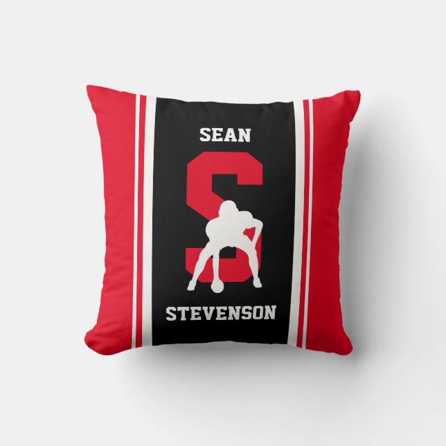 Coussin Football rouge et noir Jeu d'oreiller (Recto)