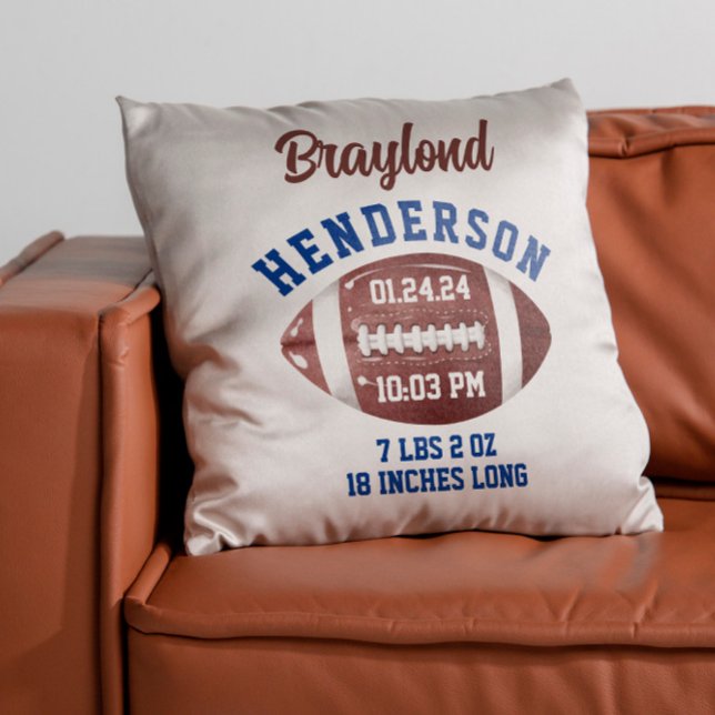 Coussin Football Stats de naissance Nursery Baby Cadeau (Créateur téléchargé)