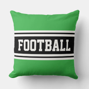Coussin FOOTBALL vert vif noir blanc rayures de course