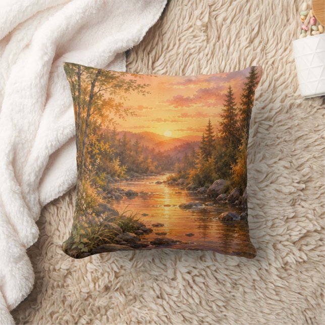 Coussin Forest Sunset Throw Pillow Cover (Couverture)