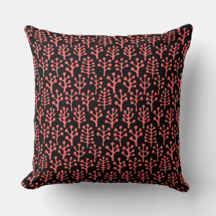 Coussin Forêt 230823 - Rose tropicale sur Noir