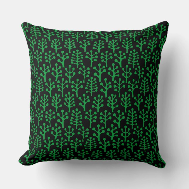 Coussin Forêt 230823 - Vert herbe sur noir (Recto)