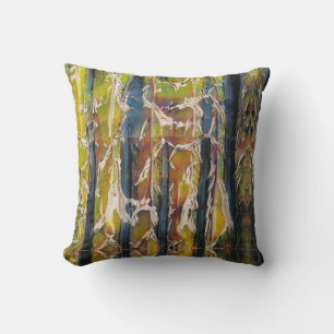 Coussin Forêt Abstraite à travers les arbres