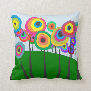 Coussin Forêt colorée lunatique d'arbres