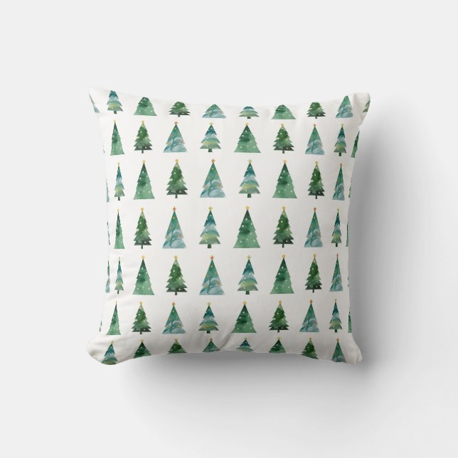 Coussin Forêt d'arbres de Noël (Recto)