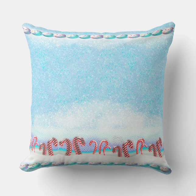 Coussin Forêt de cannes à sucre de Noël blanche (Recto)