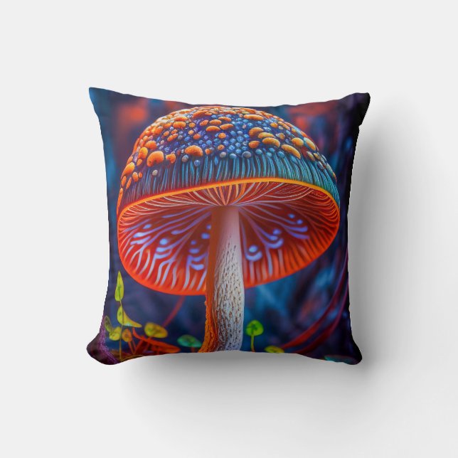 Coussin Forêt de champignons Calme Nature paisible Zen (Recto)