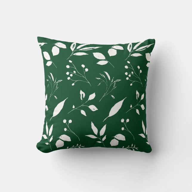 Coussin Forêt de feuillage Vert et blanc (Recto)