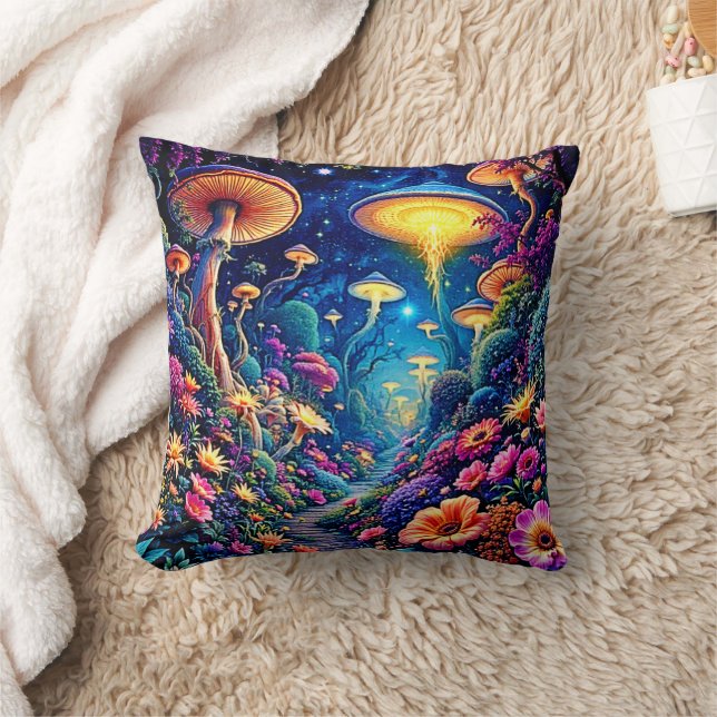 Coussin Forêt de fleurs mystiques sous les étoiles (Couverture)