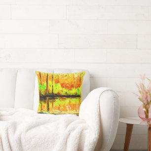 Coussin "Forêt De Marais Vibrante" Belle Peinture. Command