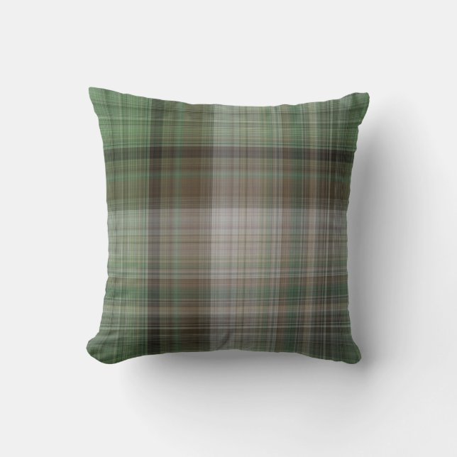 Coussin Forêt de pins Vert et Brown Plaid (Recto)
