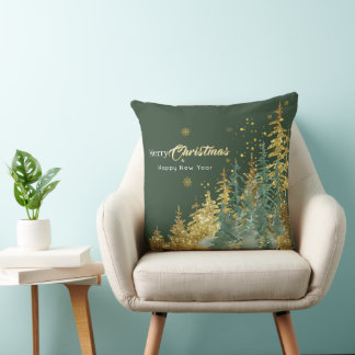 Coussin Forêt de pins verts Joyeux Noël
