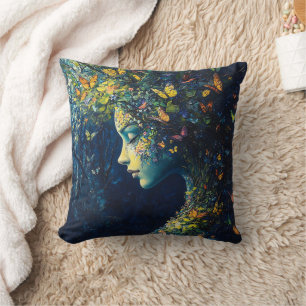 Coussin Forêt enchantée de papillons Déesse (2)