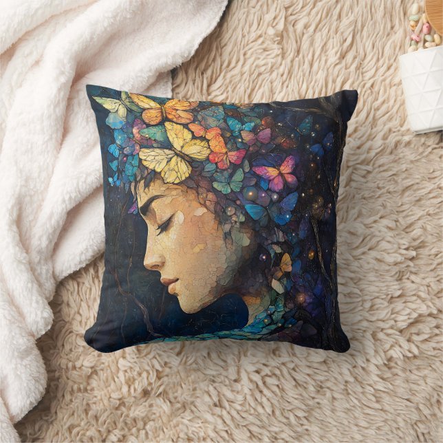 Coussin Forêt enchantée de papillons Déesse (5) (Couverture)