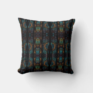 Coussin Forêt mystique Mosaic Bleu et Noir motif Cuisine