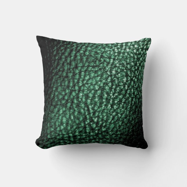 Coussin Forêt profonde Vert Métalique Cuir Design-Solide (Recto)