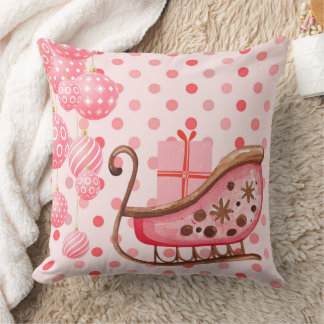 Coussin Forfait Cadeau Pretty Pink Christmas Sleigh