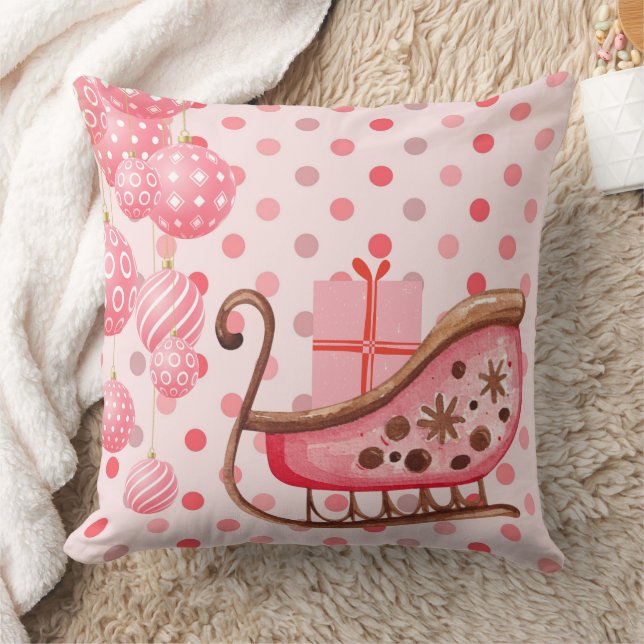 Coussin Forfait Cadeau Pretty Pink Christmas Sleigh (Couverture)