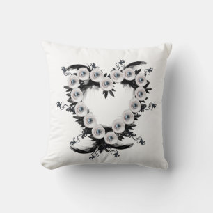 Coussin Forme de coeur en plume et perle noire