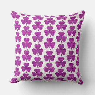 Coussin Forme de trèfle à carreaux rose violet