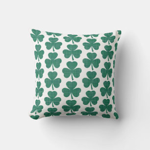 Coussin Forme de trèfle à carreaux vert classique