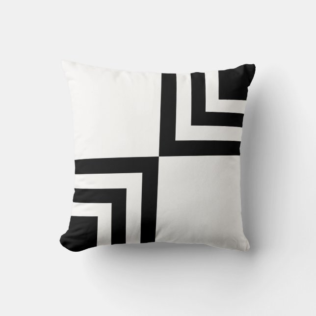 Coussin Forme géométrique Abstraite en noir et blanc (Recto)