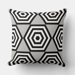Coussin Forme géométrique Abstraite en noir, gris et blanc