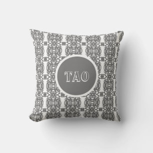 Coussin Forme géométrique abstraite grise et blanche éléga